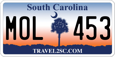 SC license plate MOL453