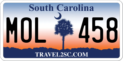 SC license plate MOL458