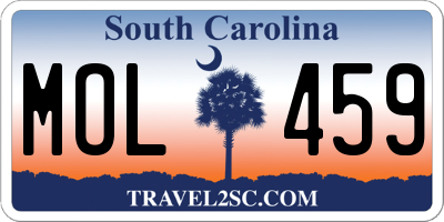 SC license plate MOL459
