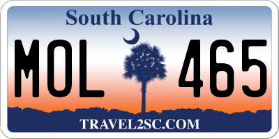 SC license plate MOL465