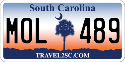 SC license plate MOL489