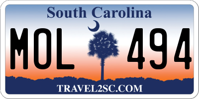 SC license plate MOL494