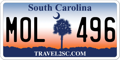 SC license plate MOL496
