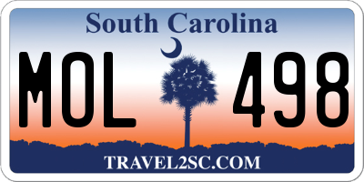 SC license plate MOL498
