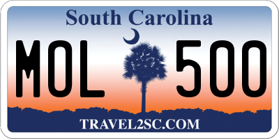 SC license plate MOL500