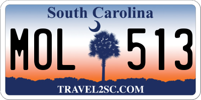SC license plate MOL513