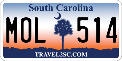 SC license plate MOL514