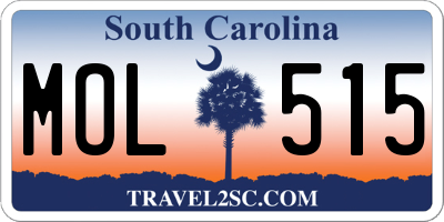 SC license plate MOL515
