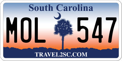 SC license plate MOL547