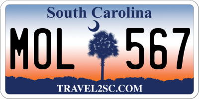 SC license plate MOL567