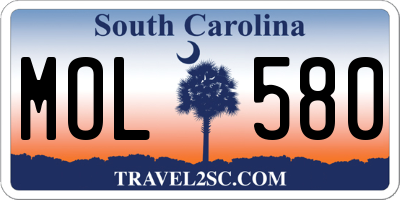 SC license plate MOL580