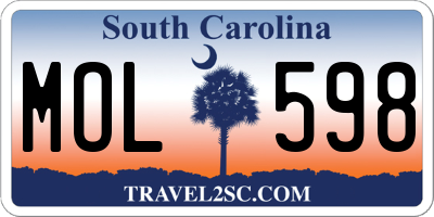 SC license plate MOL598