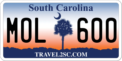 SC license plate MOL600