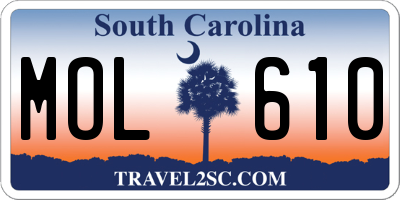 SC license plate MOL610