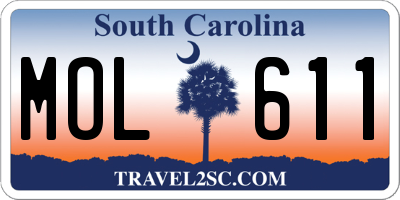 SC license plate MOL611