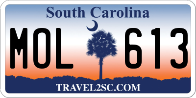 SC license plate MOL613