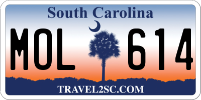 SC license plate MOL614