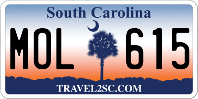 SC license plate MOL615