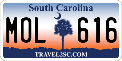 SC license plate MOL616