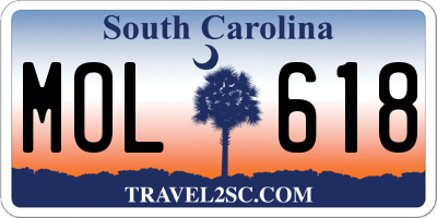 SC license plate MOL618