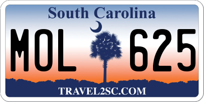SC license plate MOL625