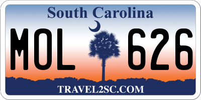 SC license plate MOL626