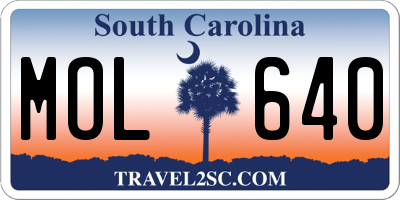 SC license plate MOL640