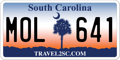SC license plate MOL641
