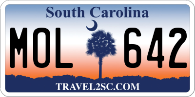 SC license plate MOL642