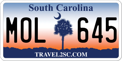 SC license plate MOL645