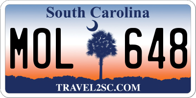 SC license plate MOL648