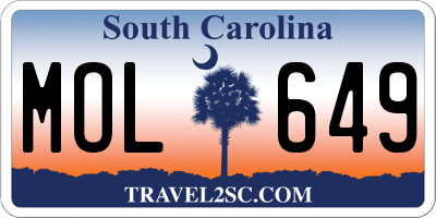 SC license plate MOL649