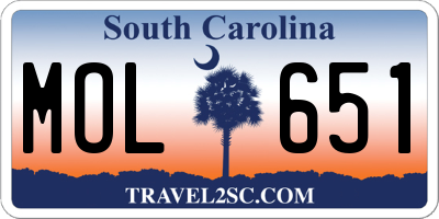 SC license plate MOL651