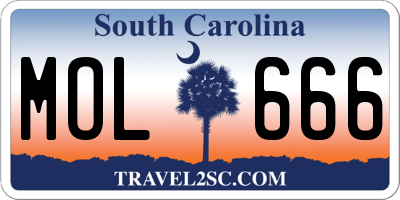 SC license plate MOL666