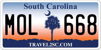 SC license plate MOL668