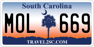SC license plate MOL669