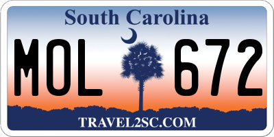 SC license plate MOL672
