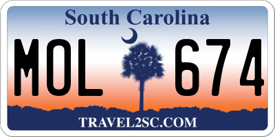 SC license plate MOL674