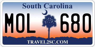 SC license plate MOL680