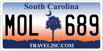 SC license plate MOL689