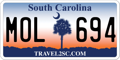 SC license plate MOL694