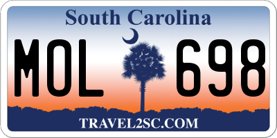 SC license plate MOL698