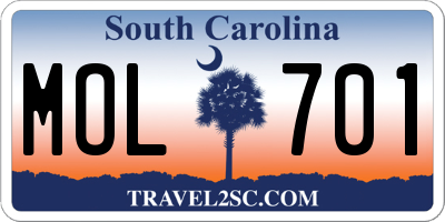 SC license plate MOL701