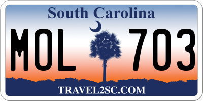 SC license plate MOL703