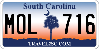 SC license plate MOL716