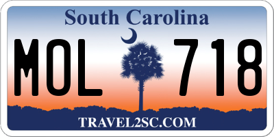 SC license plate MOL718