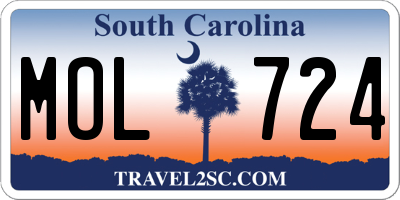 SC license plate MOL724