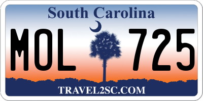 SC license plate MOL725