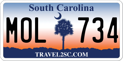 SC license plate MOL734