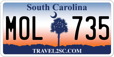 SC license plate MOL735